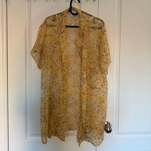 Yellow Floral Sheer Cover Up